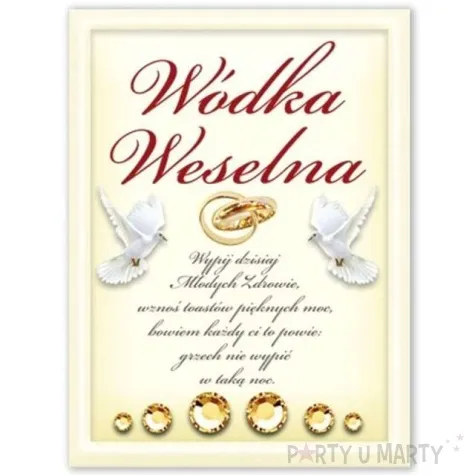 etykiety na butelke wodka weselna kremowa dekoracjepolska 25szt