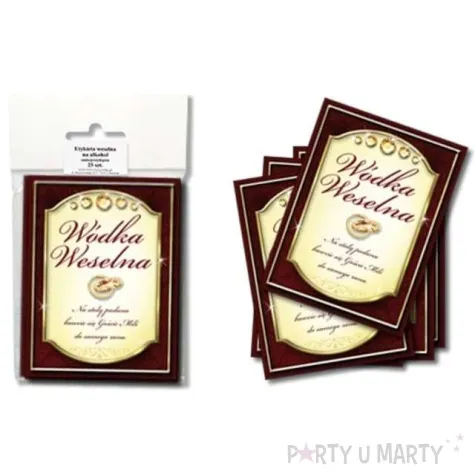 etykiety na butelke wodka weselna kremowo brazowa dekoracjepolska 25szt