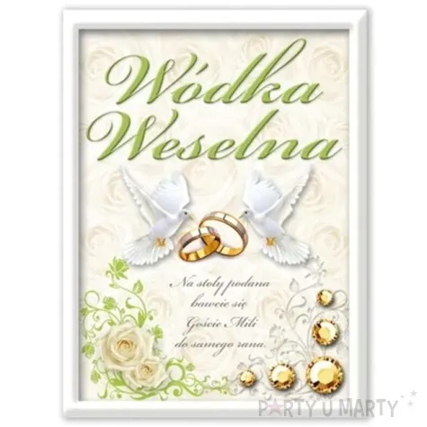 etykiety na butelke wodka weselna kremowo zielona dekoracjepolska 25szt