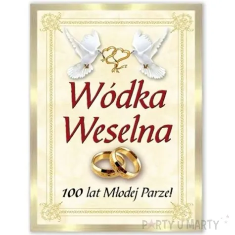 etykiety na butelke wodka weselna kremowo zlota dekoracjepolska 25szt