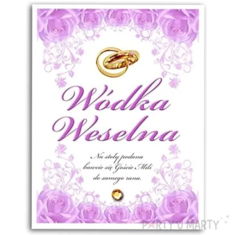 etykiety na butelke wodka weselna rozowa dekoracjepolska 25szt