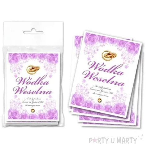 etykiety na butelke wodka weselna rozowa dekoracjepolska 25szt