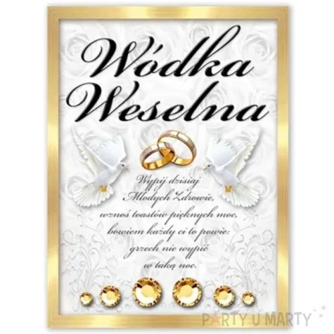 etykiety na butelke wodka weselna zloto czarna dekoracjepolska 25szt