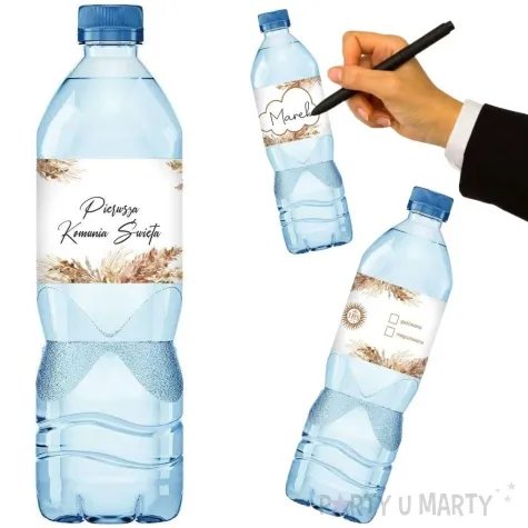 etykiety na wode mineralna komunia swieta boho 45x225 mm 3 szt