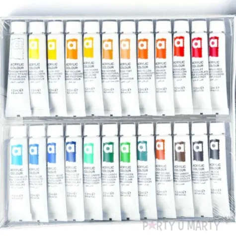 farby akrylowe w tubkach mix aliga 24 szt