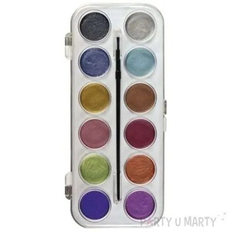 farby akwarelowe metaliczne z pedzelkiem mix fun joy 12 szt