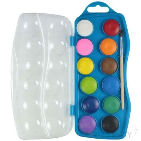 farby akwarelowe szkolne z pedzelkiem mix fun joy 12 szt
