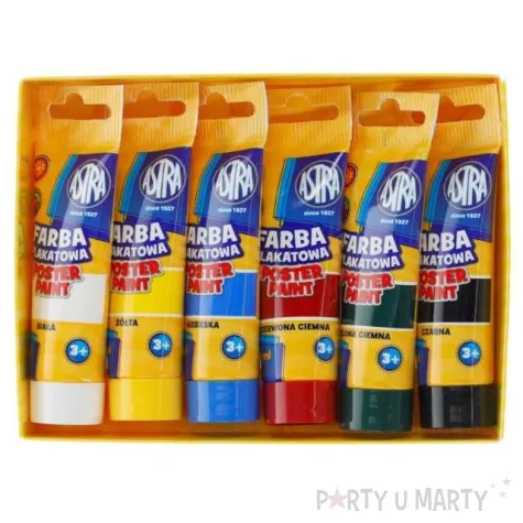 farby plakatowe artystyczne w tubkach eko mix astra 30 ml 6 szt