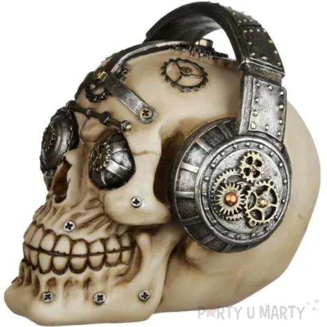 figurka czaszka steampunk w sluchawkach puckator 16 x 13 cm