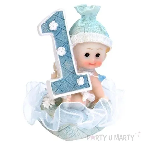 figurka na tort 1 urodziny chlopiec blekitna 7 cm