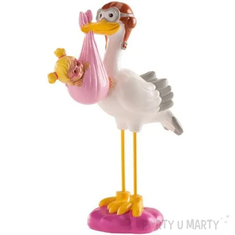 figurka na tort baby shower girl bocian dekora 14 cm