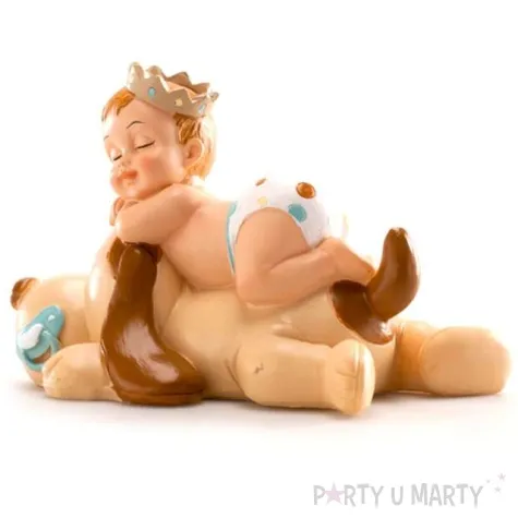 figurka na tort chlopiec spiacy na psie dekora 10 cm