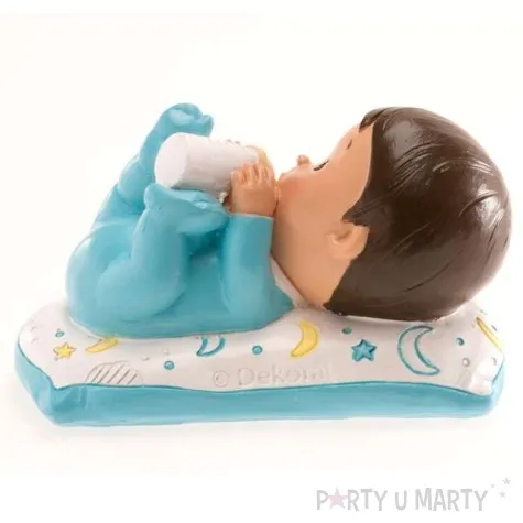 figurka na tort chrzest chlopiec z butelka dekora 10x6 cm