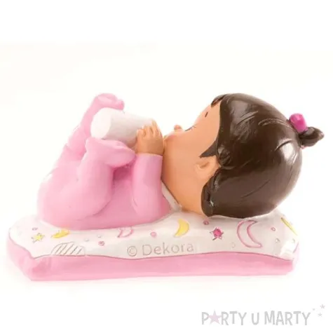 figurka na tort chrzest dziewczynka z butelka dekora 10x6 cm