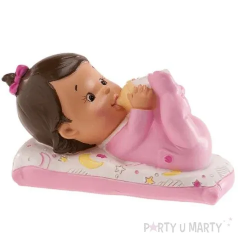 figurka na tort chrzest dziewczynka z butelka dekora 10x6 cm