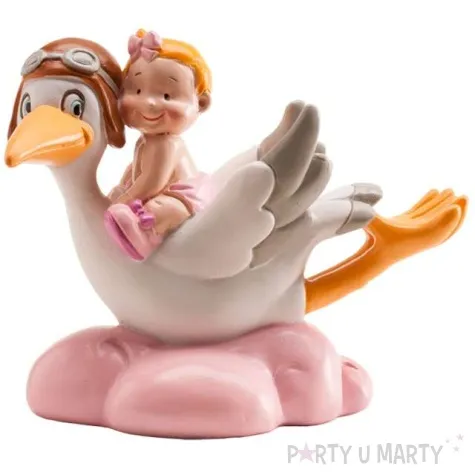 figurka na tort dziewczynka siedzaca na bocianie dekora 10 cm