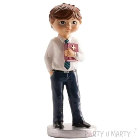 figurka na tort komunia chlopiec z biblia dekora 15 5 cm