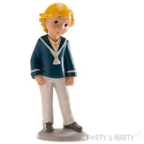 figurka na tort komunia chlopiec z krzyzykiem dekora 15 cm