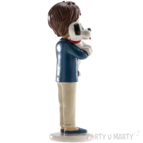 figurka na tort komunia chlopiec z pieskiem dekora 16 5 cm