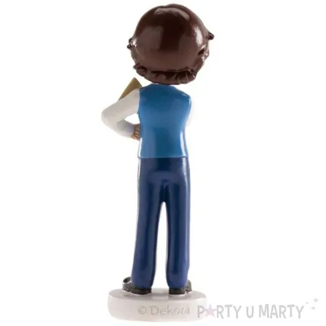 figurka na tort komunia chlopiec z samolotem dekora 13 cm