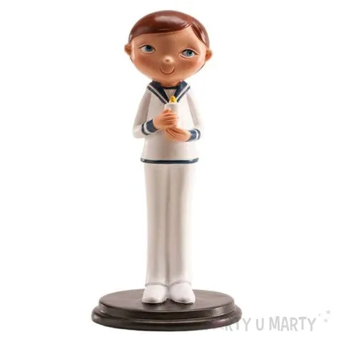 figurka na tort komunia chlopiec ze swieca komunijna dekora 13 cm