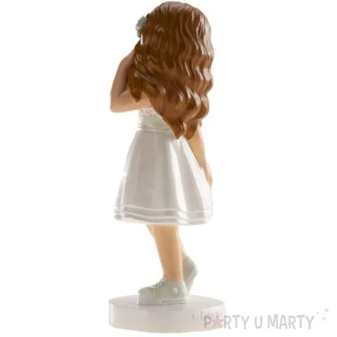 figurka na tort komunia dziewczynka w bialej sukience dekora 15 8 cm