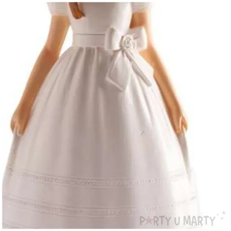 figurka na tort komunia dziewczynka w bialej sukni dekora 15 cm