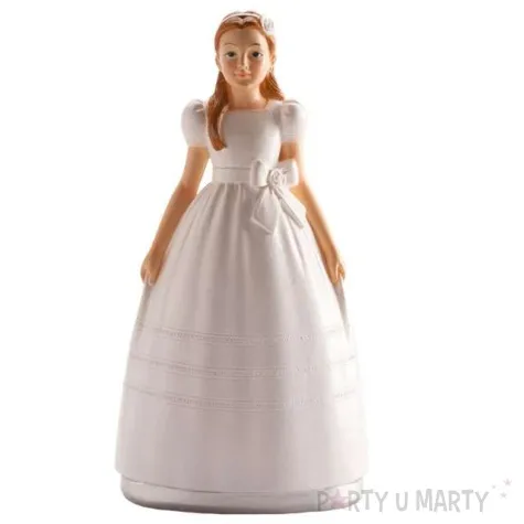 figurka na tort komunia dziewczynka w bialej sukni dekora 15 cm
