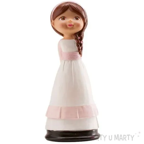 figurka na tort komunia dziewczynka w sukience dekora 15 cm