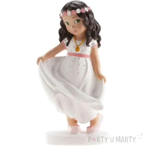 figurka na tort komunia dziewczynka w sukience dekora 16 cm