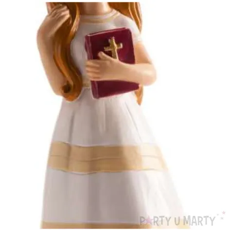 figurka na tort komunia dziewczynka z biblia dekora 15 5 cm