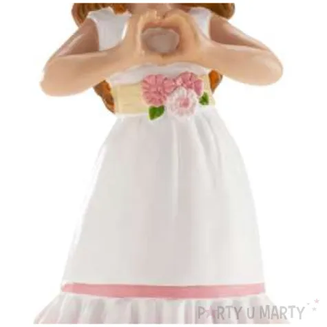 figurka na tort komunia dziewczynka z sercem dekora 16 cm