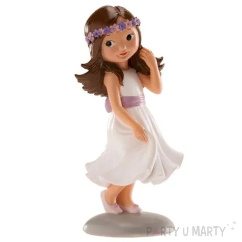 figurka na tort komunia dziewczynka z wiencem dekora 15 cm
