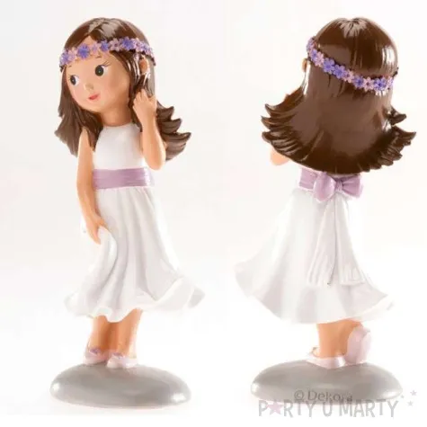 figurka na tort komunia dziewczynka z wiencem dekora 15 cm