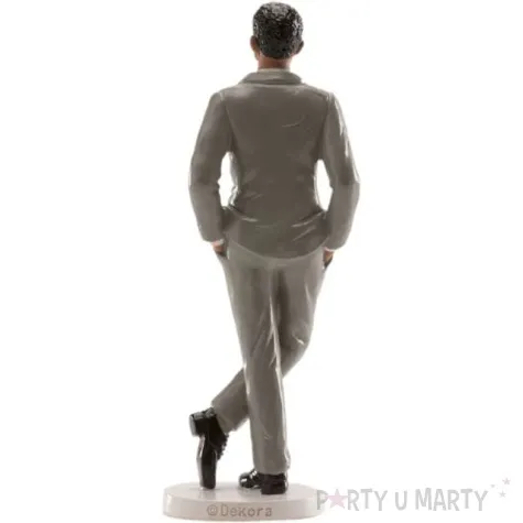 figurka na tort pan mlody w szarym garniturze dekora 16 cm