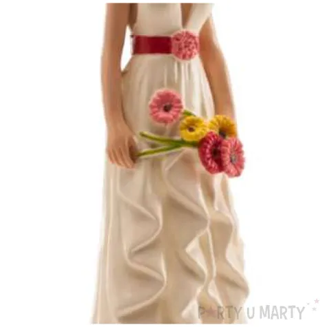 figurka na tort panna mloda z kwiatkami dekora 16 cm