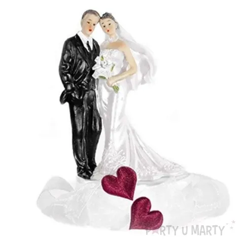 figurka na tort para mloda i bordowe serca 15 cm