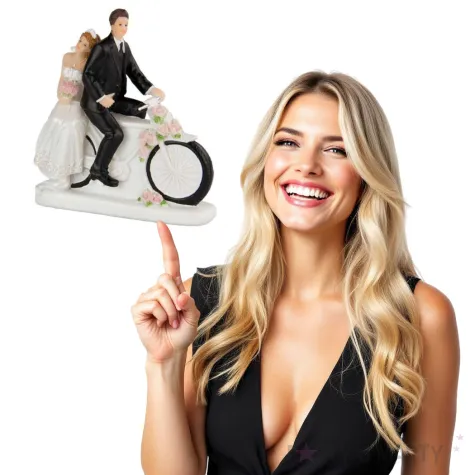 figurka na tort para mloda na motocyklu folat 12 cm