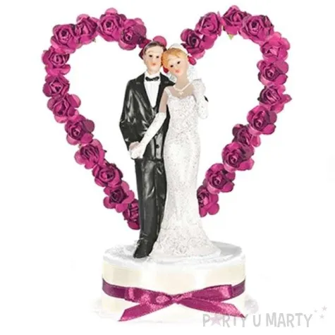 figurka na tort para mloda w sercu z roz 16 cm