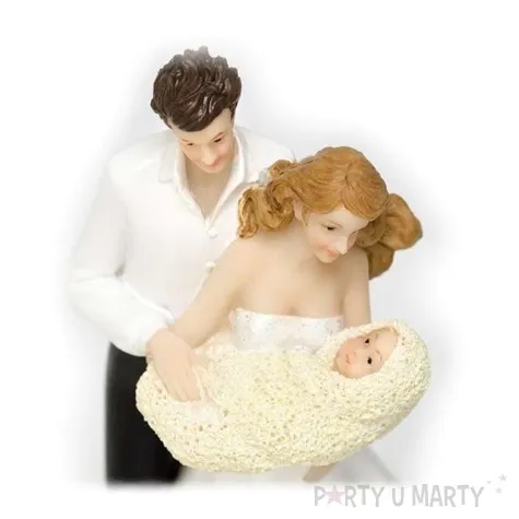 figurka na tort para mloda z dzieckiem 14 5cm