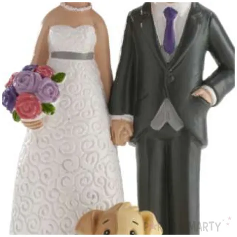 figurka na tort para mloda z pieskiem dekora 16 cm