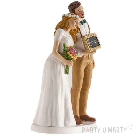 figurka na tort para mloda z tabliczka dekora 16 cm