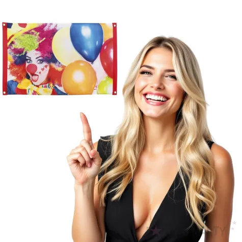 flaga klaun z balonami boland 60 x 90 cm