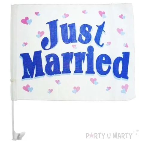 flaga na samochod just married 40 x 30 cm