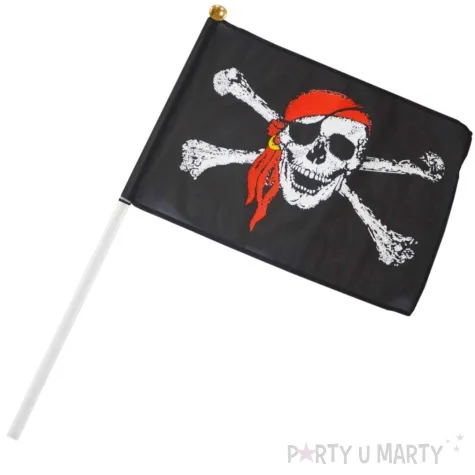 flaga piracka czaszka czarno czerwona 20 x 14 cm