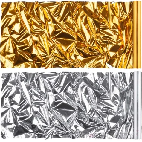 folia dekoracyjna metalizowana zloty srebrny partydeco 0 5 x 25 m