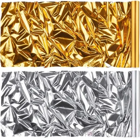 folia dekoracyjna metalizowana zloty srebrny partydeco 0 5 x 50 m