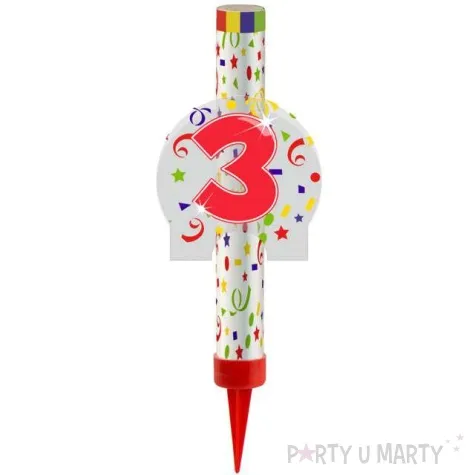 fontanna tortowa 3 urodziny kolorowe folat 12 cm