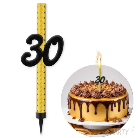 fontanna tortowa 30 urodziny czarno zlota 22 cm