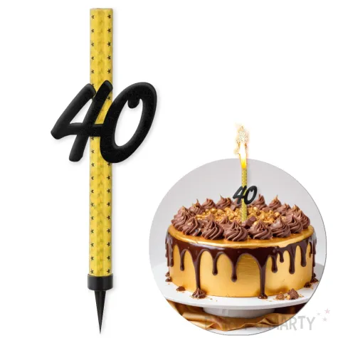 fontanna tortowa 40 urodziny czarno zlota 22 cm